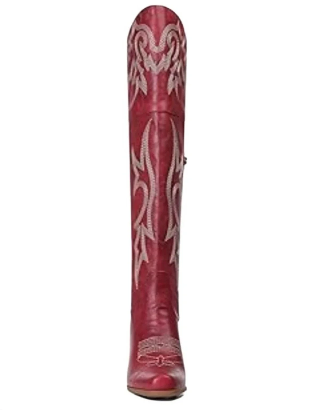 Women's Red Western  Thigh-High Boots with Embroidered Design Sz 10.5 Nwt